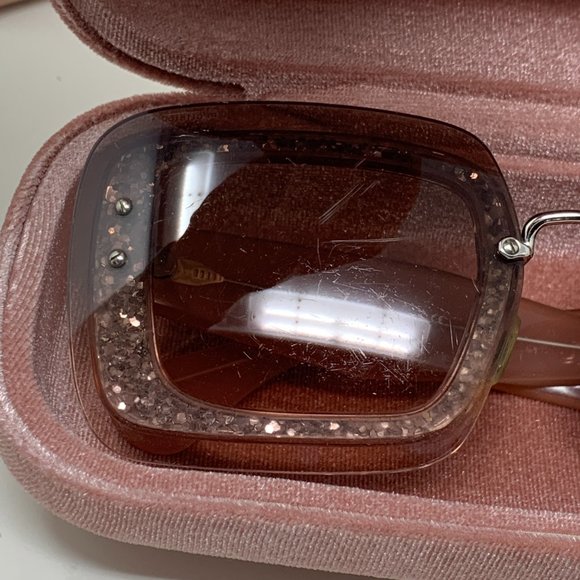 Miu Miu Sunglasses Pink Tinted Glitter Rims - Picture 8 of 11